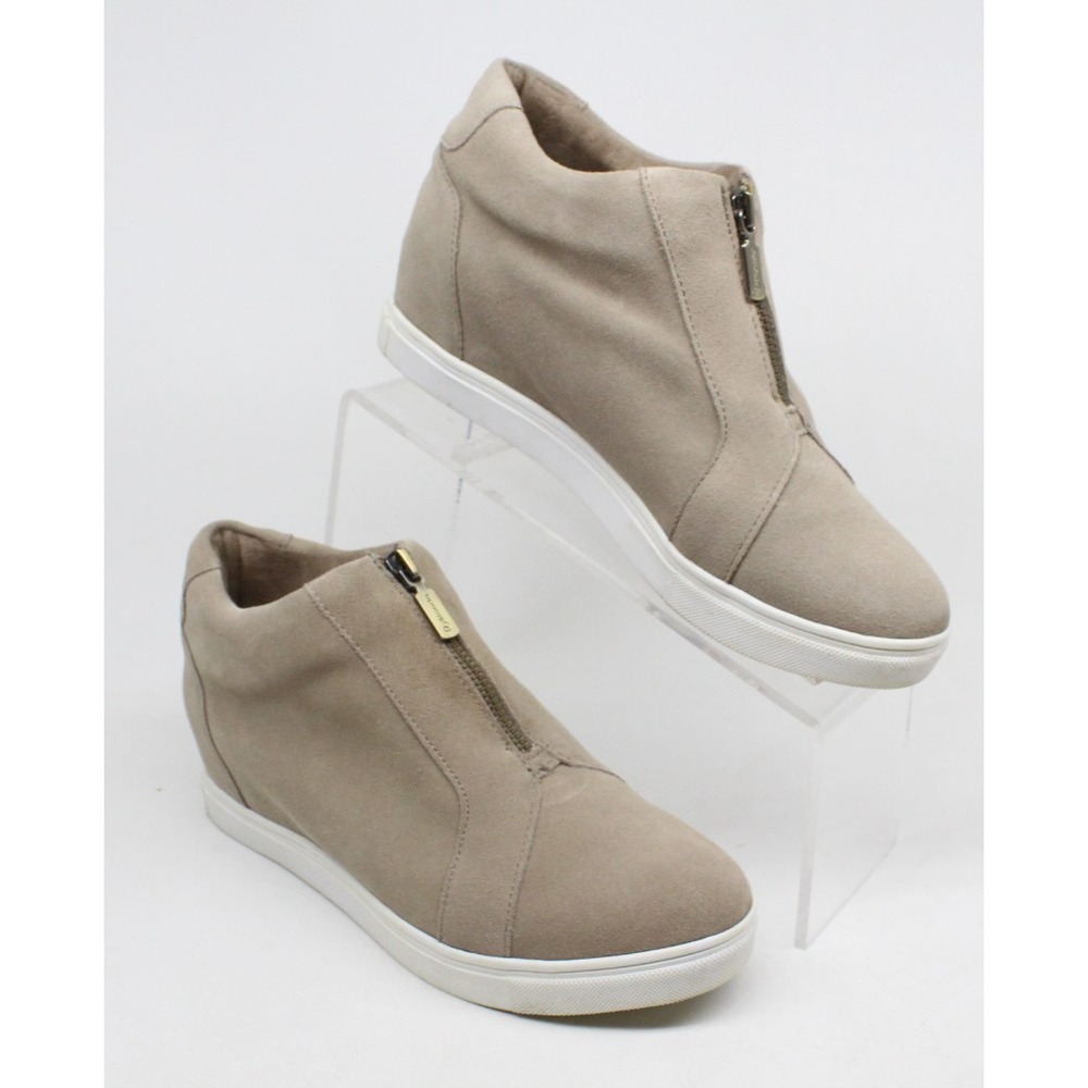 Blondo Waterproof Sneaker Glenda Beige Suede Wedge Bootie 8 M Front Zip